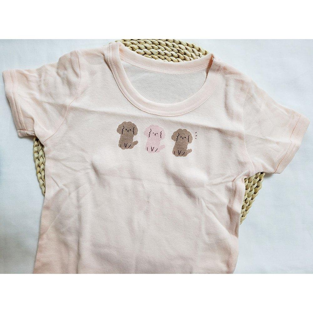 【🍭70cm | 80cm | 90cm】新生兒短袖包屁衣 3件組 100%純棉 日本西松屋 愛心 小狗 粉色 親膚-細節圖4