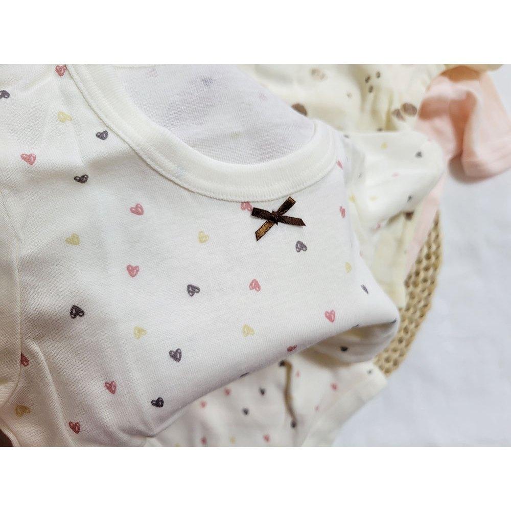 【🍭70cm | 80cm | 90cm】新生兒短袖包屁衣 3件組 100%純棉 日本西松屋 愛心 小狗 粉色 親膚-細節圖6