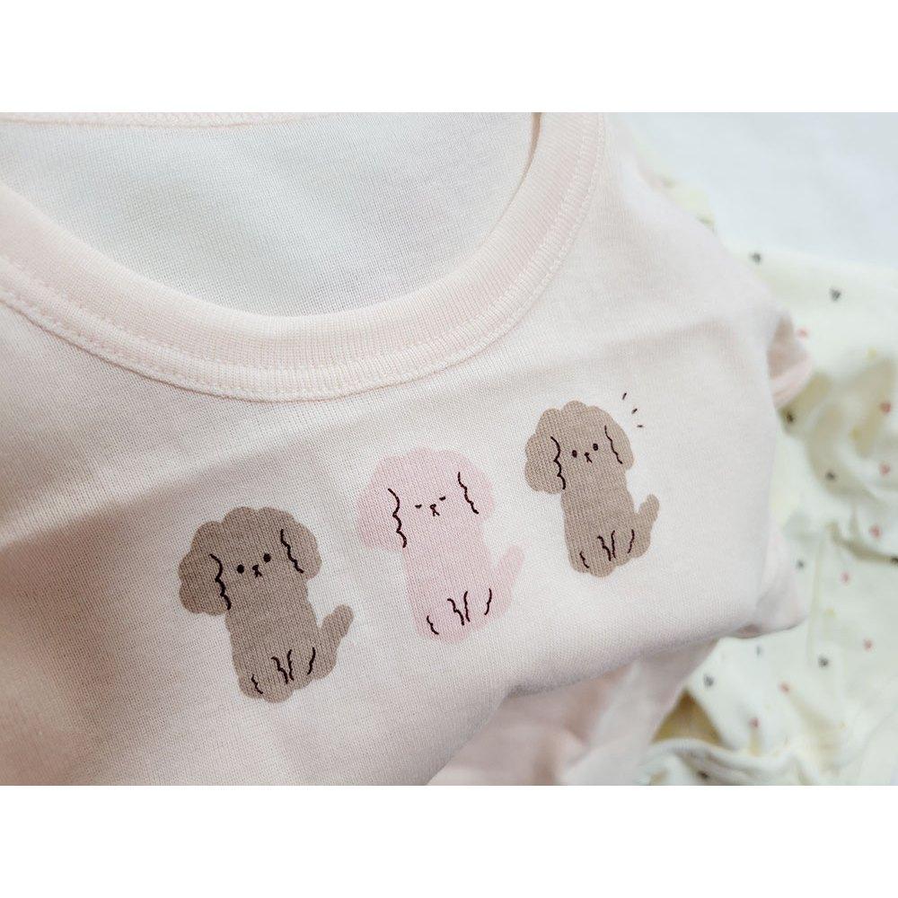 【🍭70cm | 80cm | 90cm】新生兒短袖包屁衣 3件組 100%純棉 日本西松屋 愛心 小狗 粉色 親膚-細節圖8