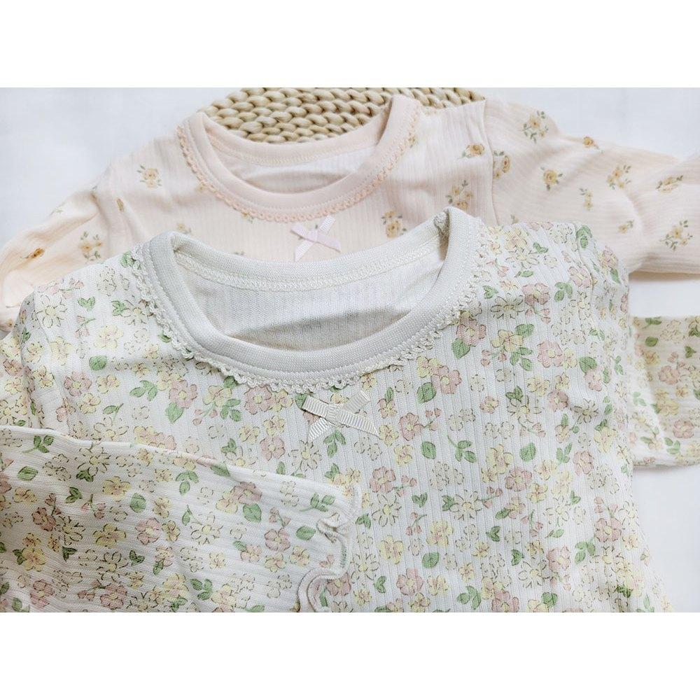 【秋季新品🍭90公分】日本進口 mamaraku 長袖上衣2件組 碎花 女童 內著 日本童裝 薄款 內搭 純棉 家居服-細節圖7