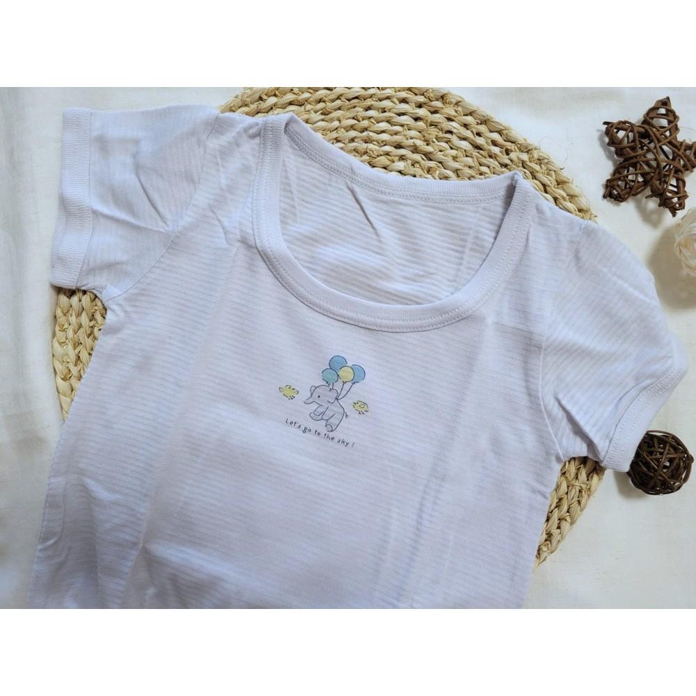 【附發票🍭80公分】日本進口 春夏有機棉ORGANIC COTTON短袖包屁衣 兩件組 吸水速乾 透氣 純棉 大象 水藍-細節圖3