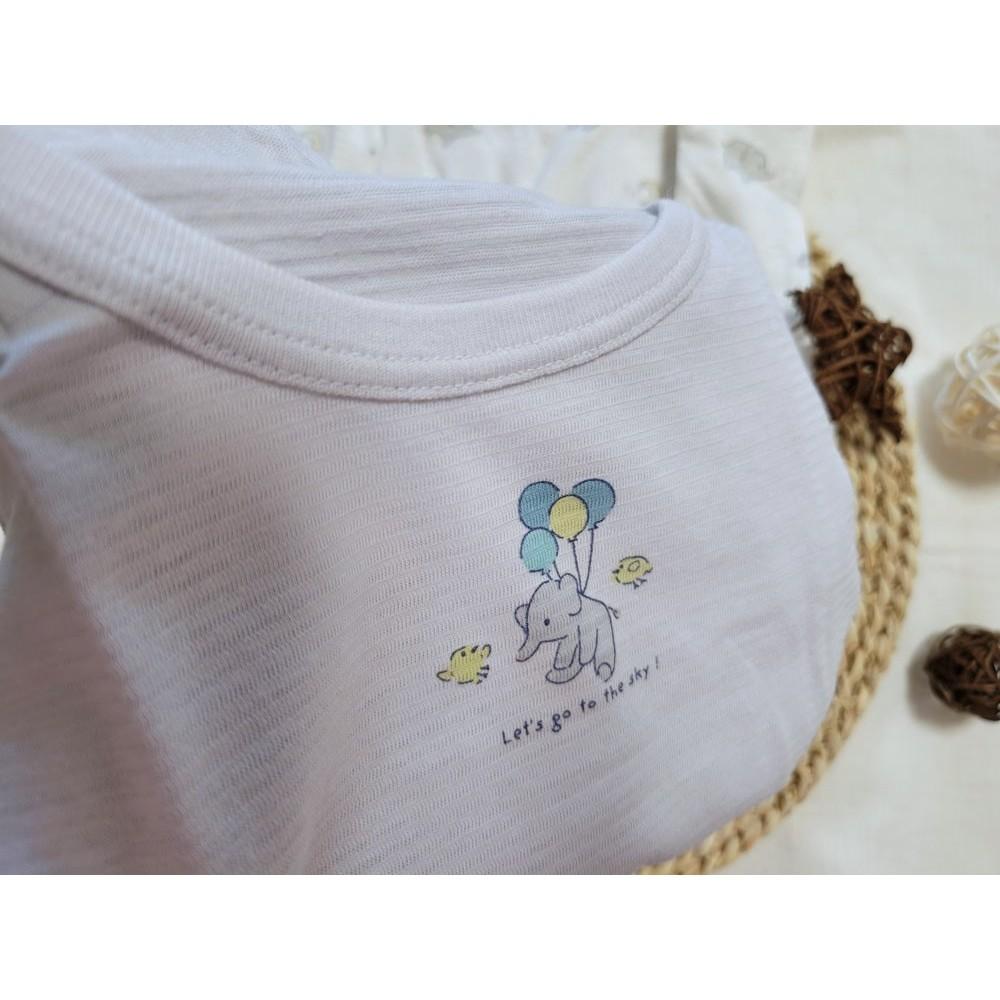 【附發票🍭80公分】日本進口 春夏有機棉ORGANIC COTTON短袖包屁衣 兩件組 吸水速乾 透氣 純棉 大象 水藍-細節圖6