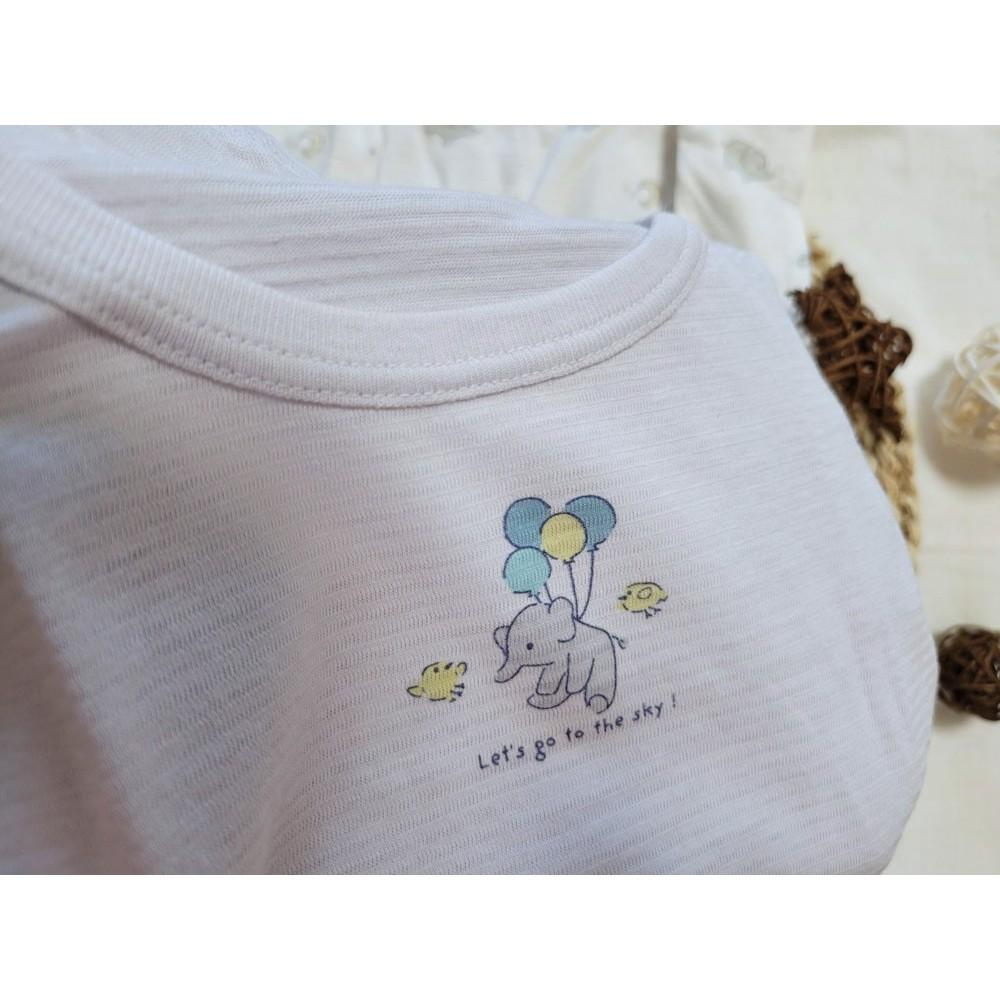 【附發票🍭80公分】日本進口 春夏有機棉ORGANIC COTTON短袖包屁衣 兩件組 吸水速乾 透氣 純棉 大象 水藍-細節圖7