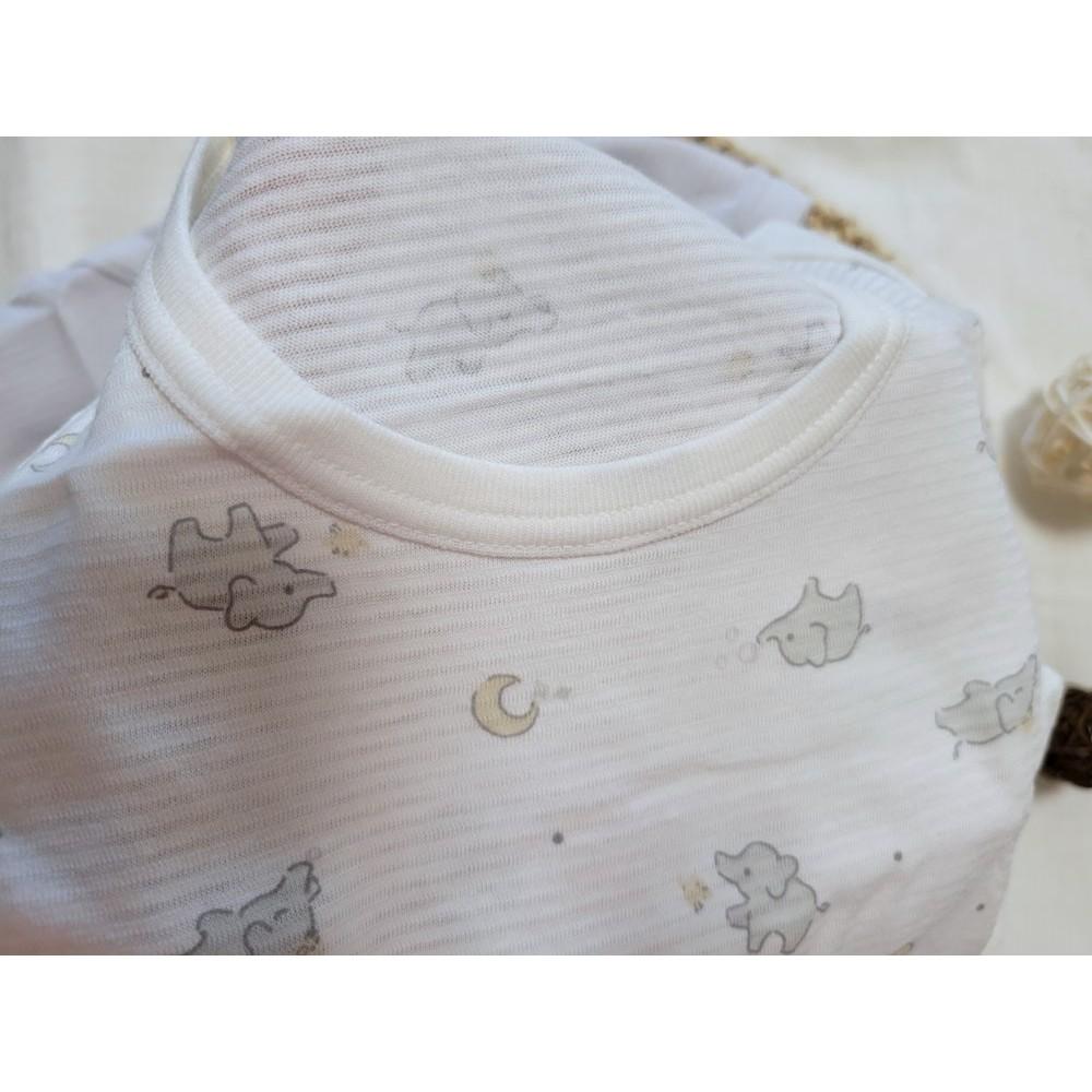 【附發票🍭80公分】日本進口 春夏有機棉ORGANIC COTTON短袖包屁衣 兩件組 吸水速乾 透氣 純棉 大象 水藍-細節圖8