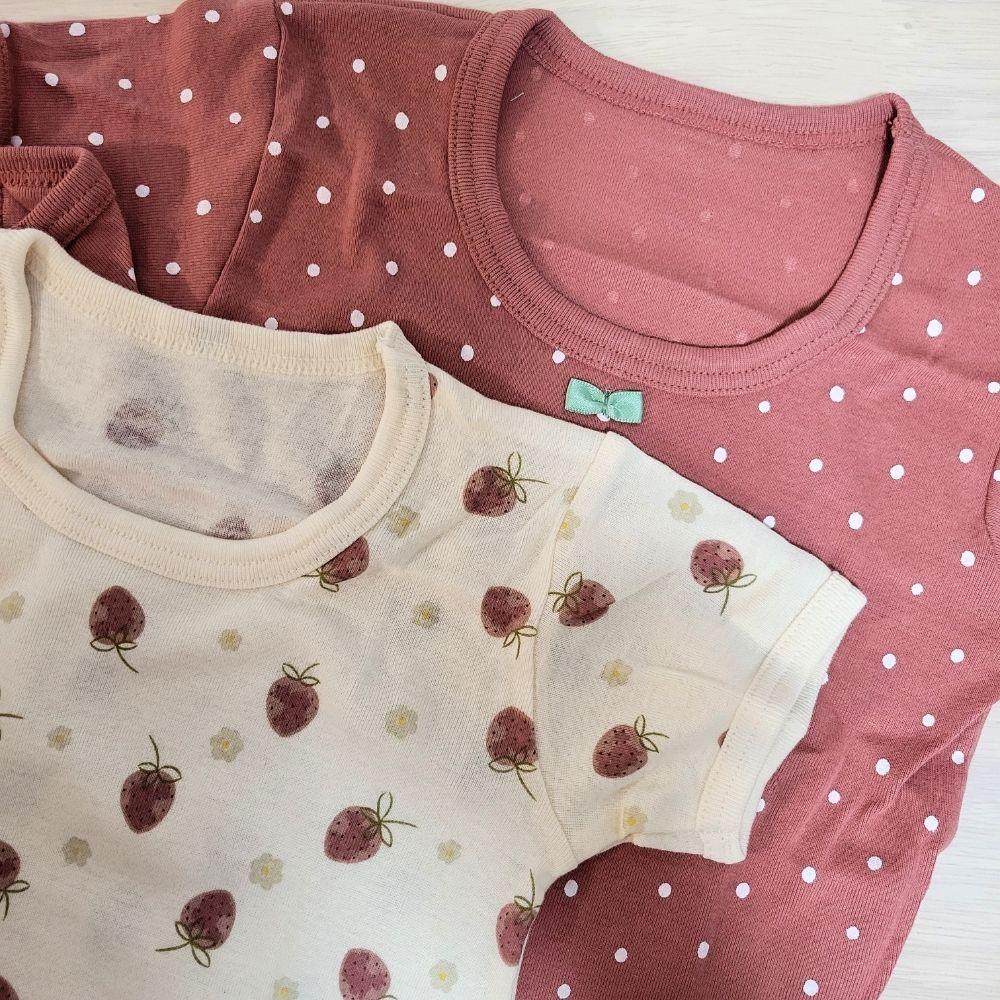 【95cm🍭】日本 futafuta 短袖上衣 兩件組 草莓 圓點 新生兒 日本童裝 附發票-細節圖3