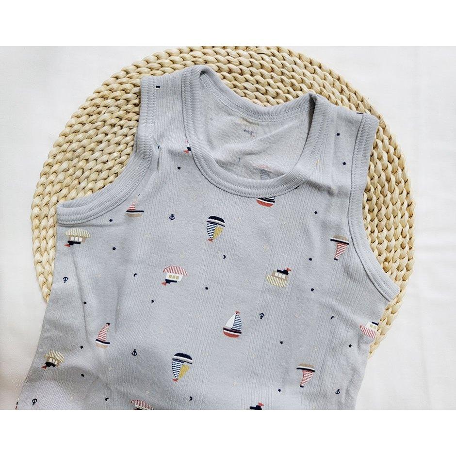 【附發票🍭80公分】 日本 Cottoli 無袖包屁衣 兩件組 男寶 女寶 小船 米黃 夏季 日本童裝 附發票-細節圖4