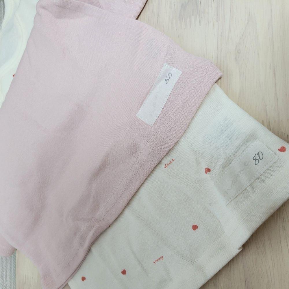 【80cm🍭90cm | 95cm】日本童裝 通園インナー 短袖上衣 2件組 幼兒園 女童 粉紅 蝴蝶結]-細節圖3
