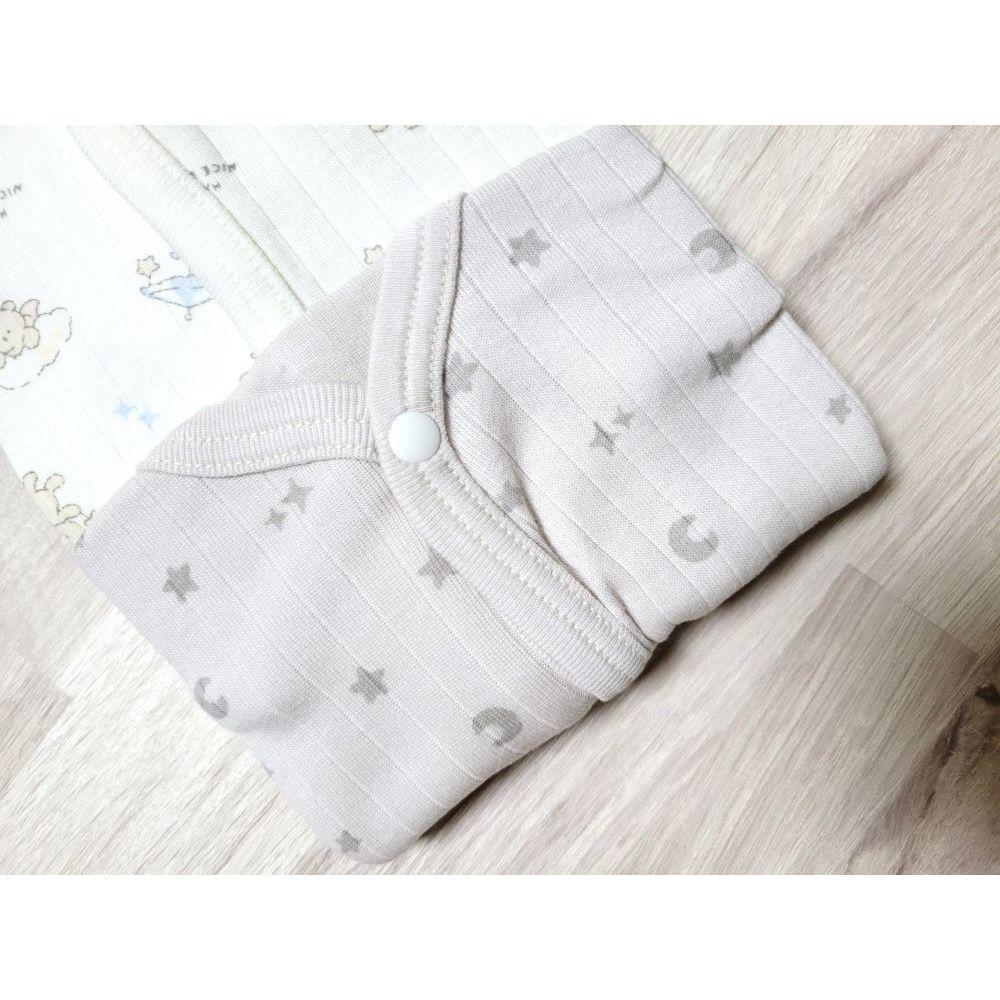 【現貨80cm補貨了!! 🚩】有機棉ORGANIC COTTON 長袖前開式包屁衣 圓領 小熊 月亮 星星 純棉100%-細節圖5