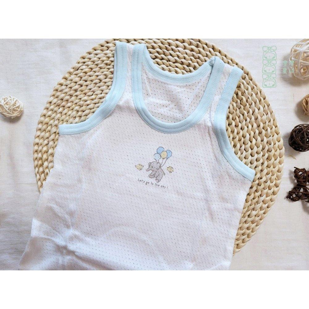 【🍭80公分】日本 春夏有機棉ORGANIC COTTON無袖上衣 兩件組 吸水速乾 透氣 純棉 內搭網眼 大象汽球-細節圖2