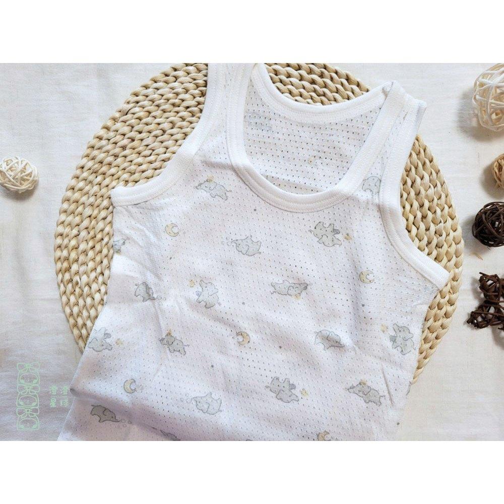 【🍭80公分】日本 春夏有機棉ORGANIC COTTON無袖上衣 兩件組 吸水速乾 透氣 純棉 內搭網眼 大象汽球-細節圖3