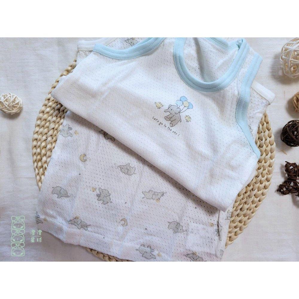 【🍭80公分】日本 春夏有機棉ORGANIC COTTON無袖上衣 兩件組 吸水速乾 透氣 純棉 內搭網眼 大象汽球-細節圖4