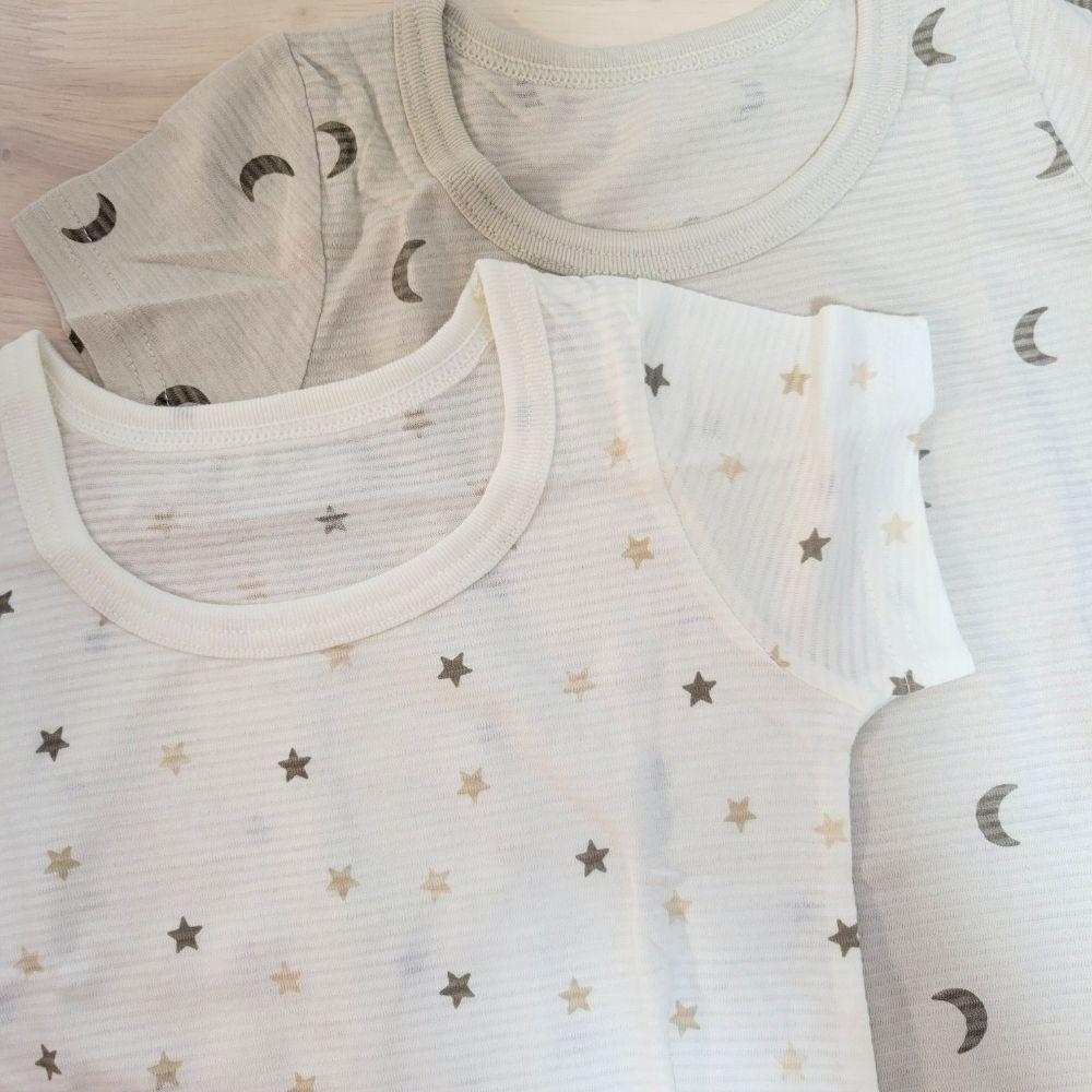 【80cm🍭90cm】日本進口 春夏有機棉ORGANIC COTTON短袖包屁衣 兩件組 吸水速乾 日本童裝-細節圖3