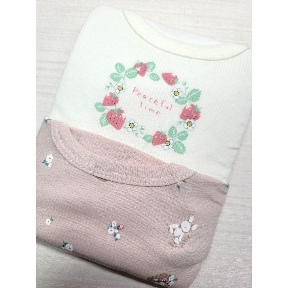 【90cm | 100cm 🤩現貨日本空運】日本品牌 長袖上衣2件組 100%純棉 女寶 花花 花朵 日本童裝-細節圖3
