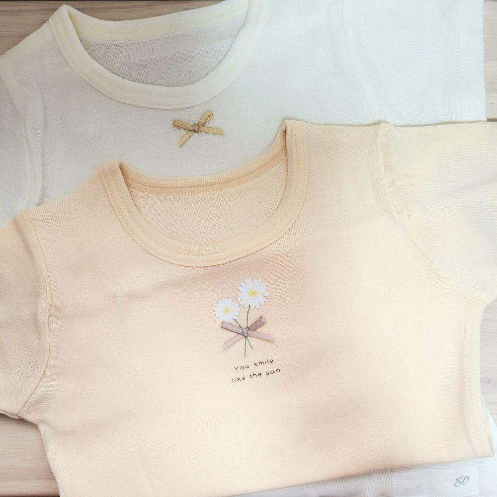 【80cm🍭90cm🍭95cm】日本童裝 通園インナー 短袖上衣 2件組 幼兒園 上學 吸水速乾 女童-細節圖3