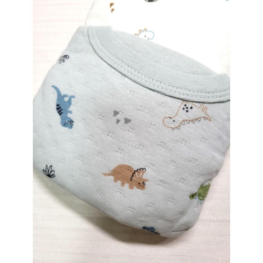 【現貨80cm✨附發票】CONTE DE FÉES 長袖包屁衣2件組 純棉100%親膚 鋪棉 恐龍 日本童裝-細節圖3