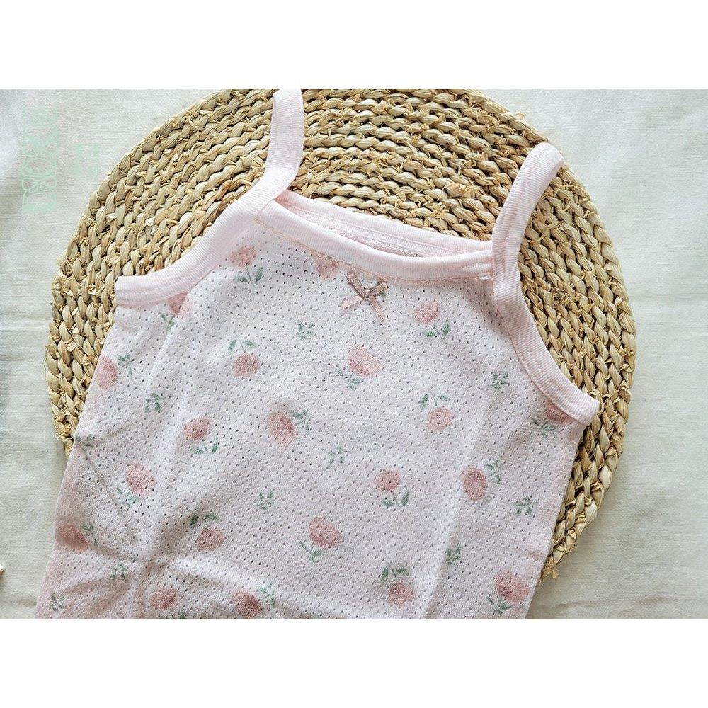 【80cm🍭】日本 春夏有機棉ORGANIC COTTON細肩無袖網眼上衣 兩件組 吸水速乾 透氣 純棉 碎花 內搭網眼-細節圖3