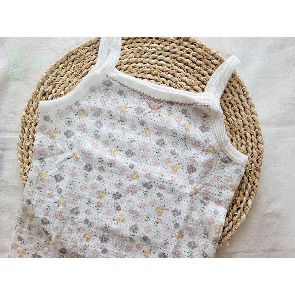 【80cm🍭】日本 春夏有機棉ORGANIC COTTON細肩無袖網眼上衣 兩件組 吸水速乾 透氣 純棉 碎花 內搭網眼-細節圖4