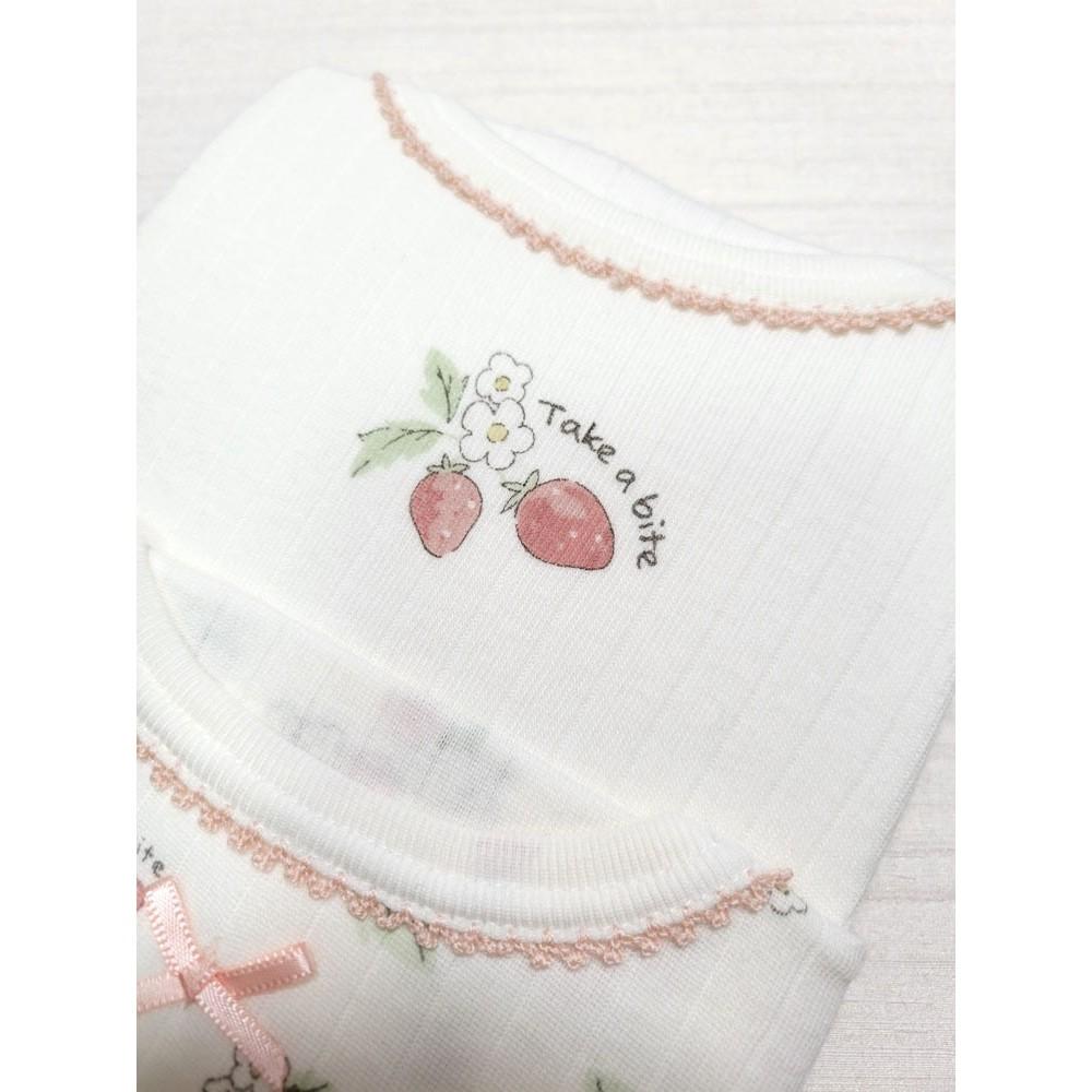 【80cm | 90cm✨現貨】日本 有機棉ORGANIC COTTON長袖包屁衣 兩件組 草莓 純棉 日本童裝-細節圖3