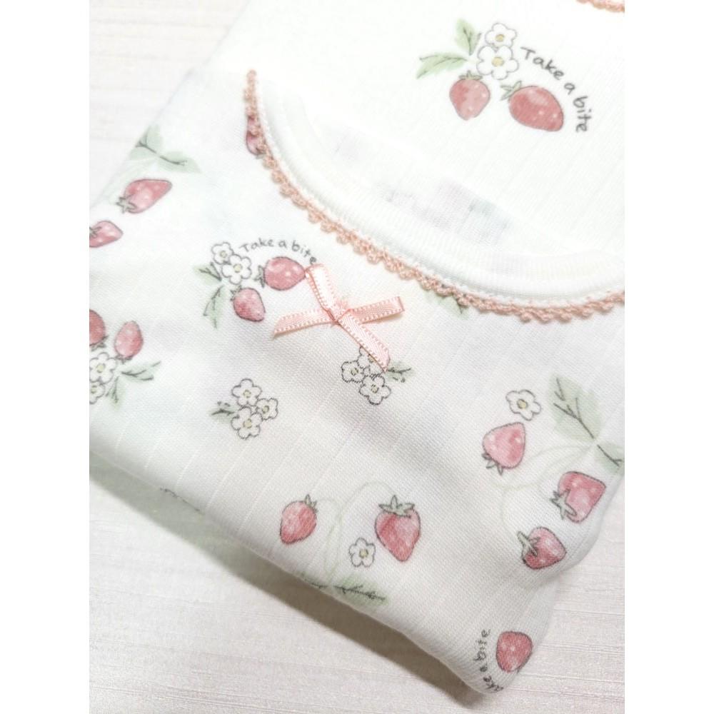 【80cm | 90cm✨現貨】日本 有機棉ORGANIC COTTON長袖包屁衣 兩件組 草莓 純棉 日本童裝-細節圖4