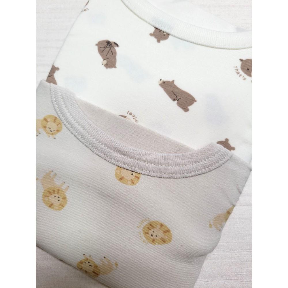 【80cm | 90cm✨現貨】日本 有機棉ORGANIC COTTON長袖上衣 兩件組 小熊 獅子 日本童裝 純棉-細節圖3