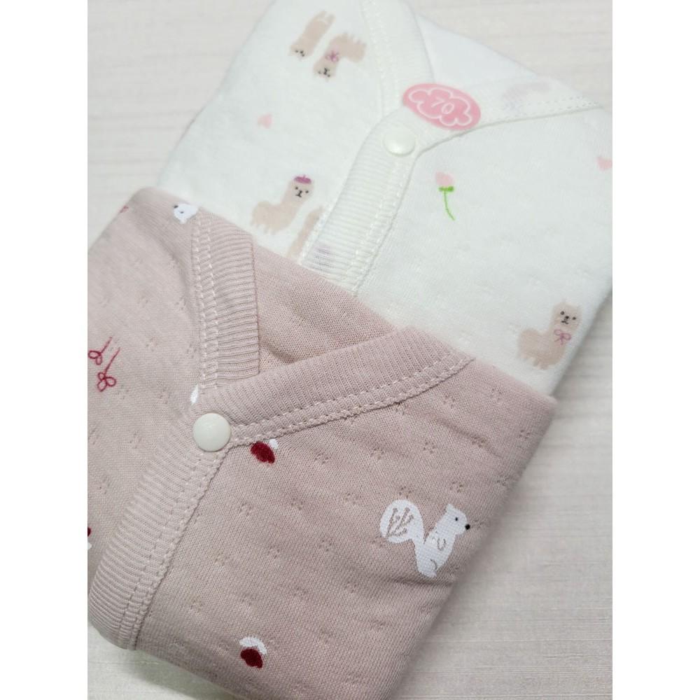 【現貨70cm | 80cm 🚩日本空運】CONTE DE FÉES 長袖前開式包屁衣 純棉100%親膚 草尼馬 粉色-細節圖3