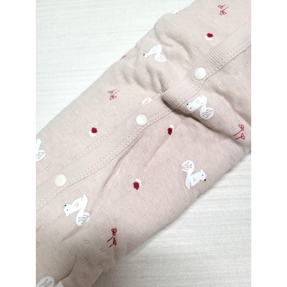 【現貨70cm | 80cm 🚩日本空運】CONTE DE FÉES 長袖前開式包屁衣 純棉100%親膚 草尼馬 粉色-細節圖4