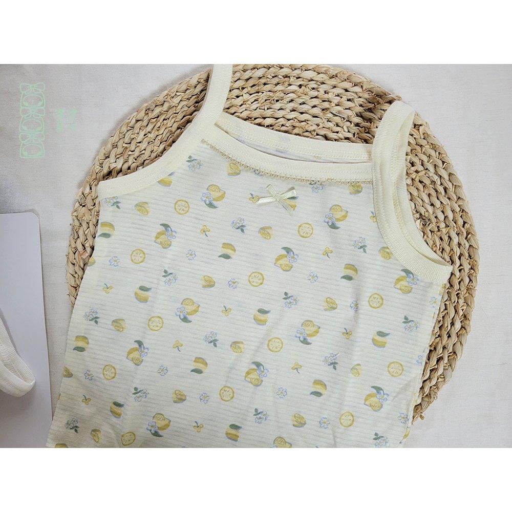 【現貨🍭80公分】日本 春夏有機棉ORGANIC COTTON細肩無袖包屁衣 兩件組 吸水速乾 花朵 日本童裝 輕薄女寶-細節圖4