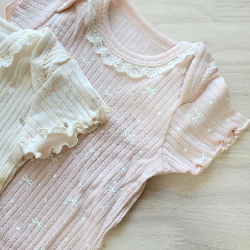 【70cm🍭80cm】日本進口 當地媽媽都在買Cottoli 短袖包屁衣兩件組 蝴蝶結 ~平均一件不到250~-細節圖2