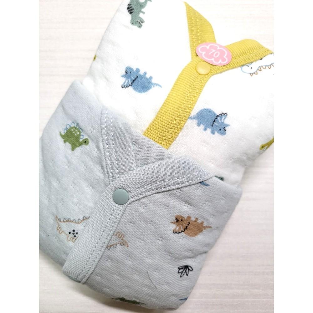 【現貨70cm✨附發票】CONTE DE FÉES 長袖前開式包屁衣2件組  純棉100%親膚 鋪棉 恐龍 日本童裝-細節圖2