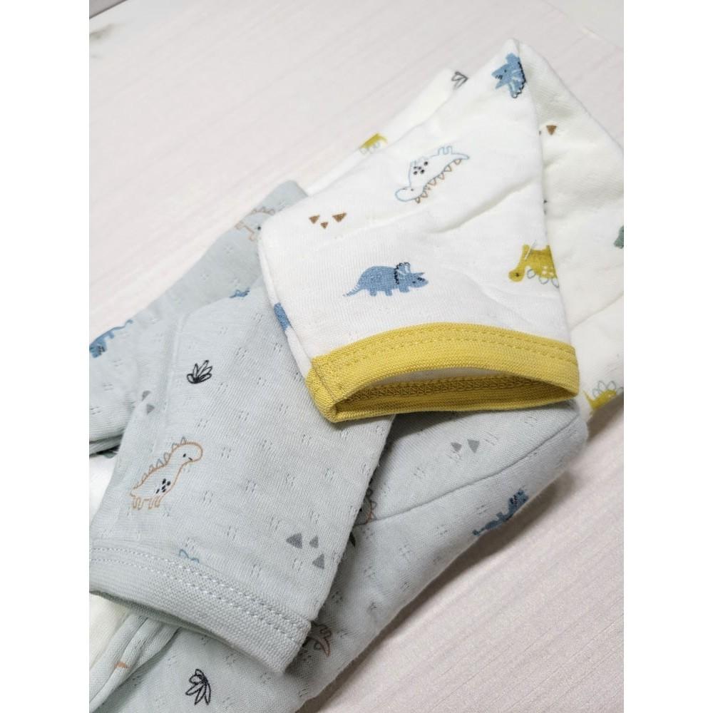 【現貨70cm✨附發票】CONTE DE FÉES 長袖前開式包屁衣2件組  純棉100%親膚 鋪棉 恐龍 日本童裝-細節圖3