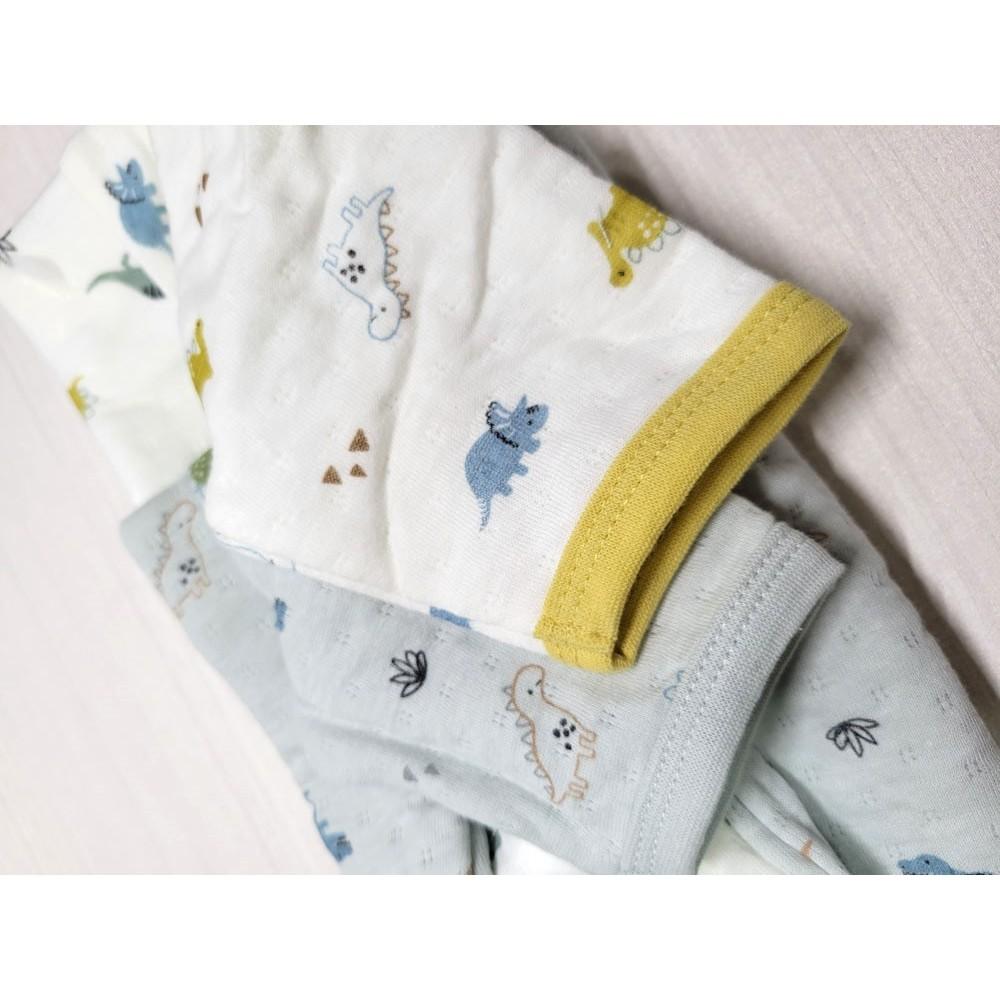【現貨70cm✨附發票】CONTE DE FÉES 長袖前開式包屁衣2件組  純棉100%親膚 鋪棉 恐龍 日本童裝-細節圖4