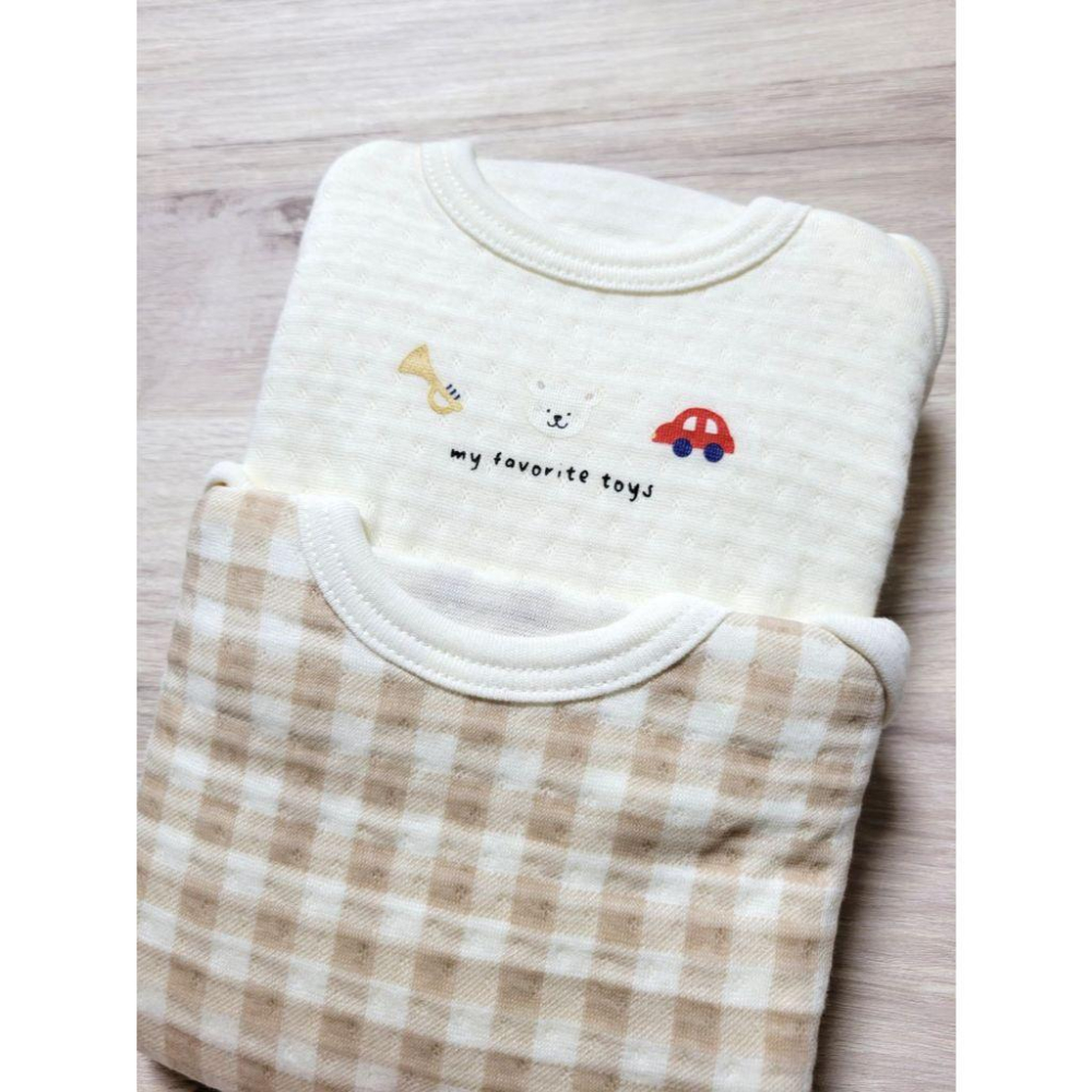 【70cm | 80ccm🐻‍❄️現貨】日本Cottoli 長袖包屁衣兩件組 汽車 小熊 格紋 日本童裝 男童 女童-細節圖3