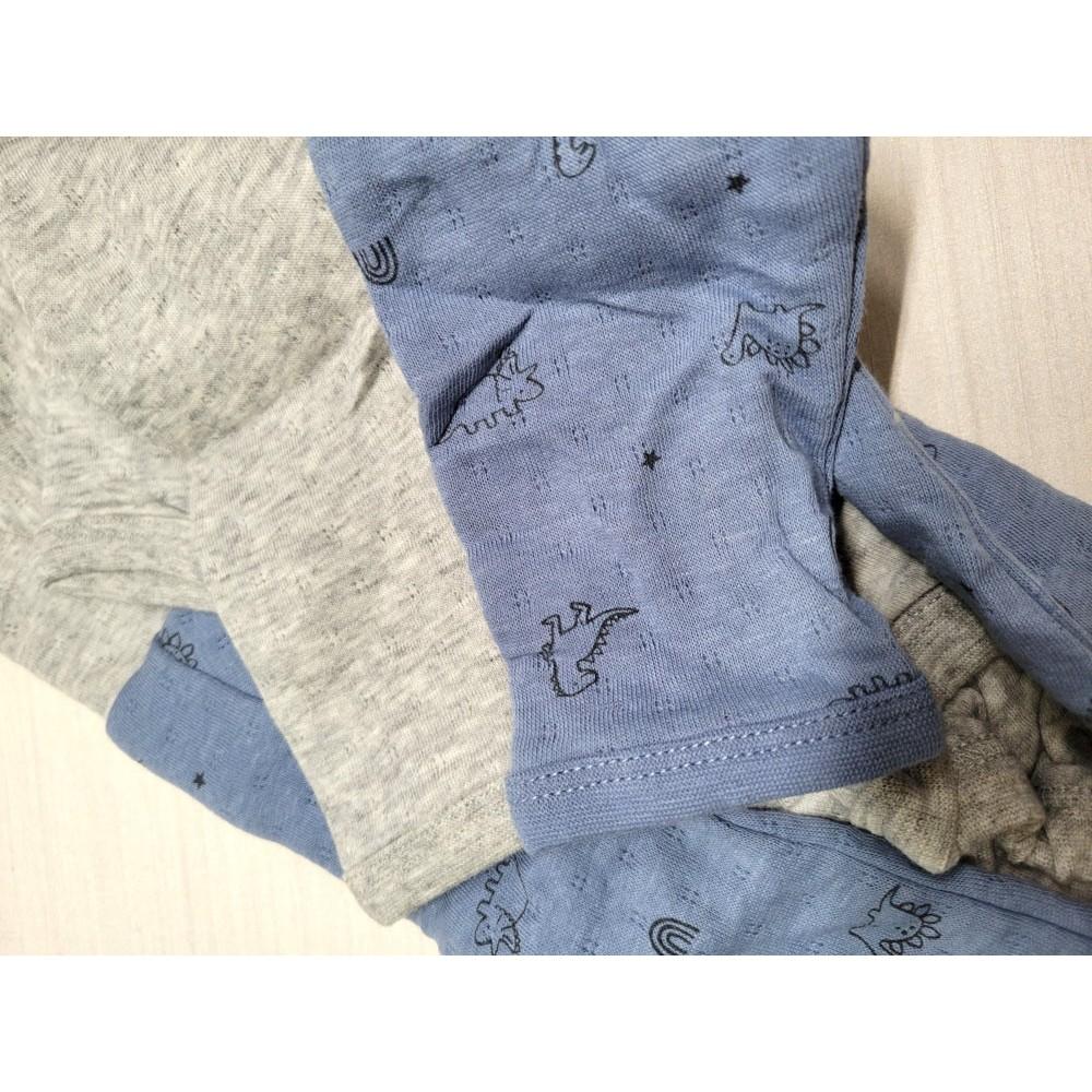 【現貨70cm | 80cm✨附發票】CONTE DE FÉES 長袖前開式包屁衣2件組 純棉100%親膚 灰色+恐龍-細節圖4