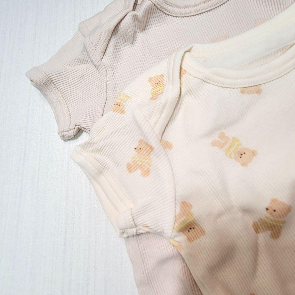 【70cm🍭】日本 futafuta 短袖包屁衣 兩件組 熊熊 新生兒 日本童裝 純棉-細節圖3