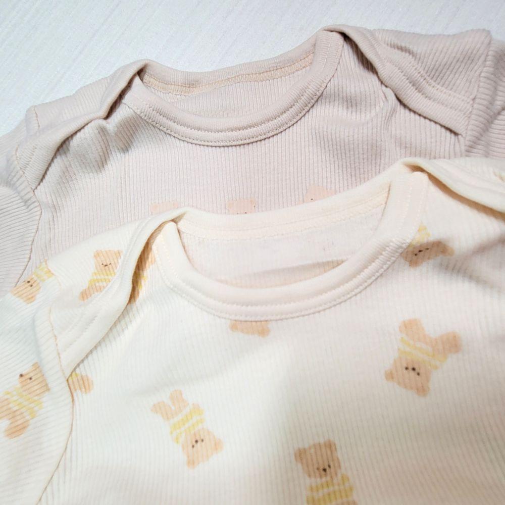 【70cm🍭】日本 futafuta 短袖包屁衣 兩件組 熊熊 新生兒 日本童裝 純棉-細節圖4