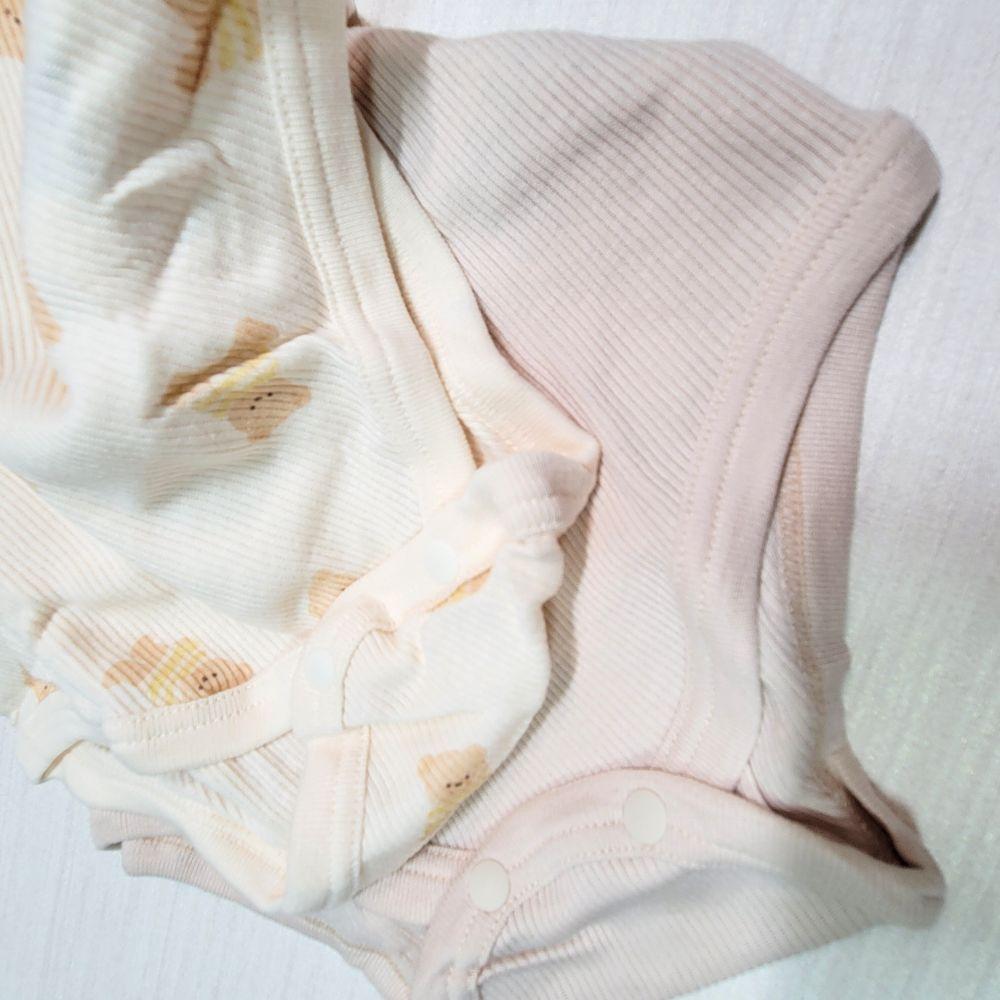 【70cm🍭】日本 futafuta 短袖包屁衣 兩件組 熊熊 新生兒 日本童裝 純棉-細節圖5