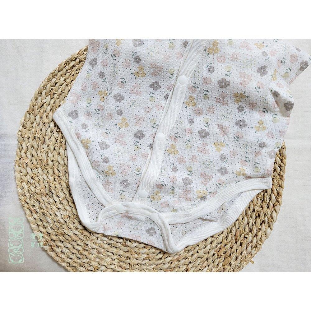 【70cm🍭80cm】日本進口 春夏有機棉ORGANIC COTTON無袖網眼包屁衣2件組 前開扣 小花 粉色 日本童裝-細節圖5