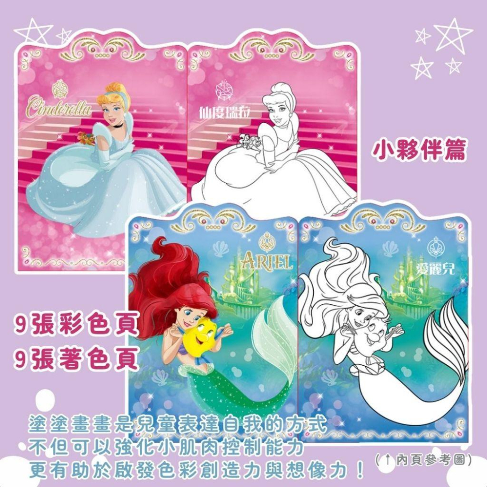 【京甫 | 根華】迪士尼 小畫家造型貼畫 公主 小夥伴篇 長髮公主 美人魚 白雪公主~現貨不用等-細節圖2