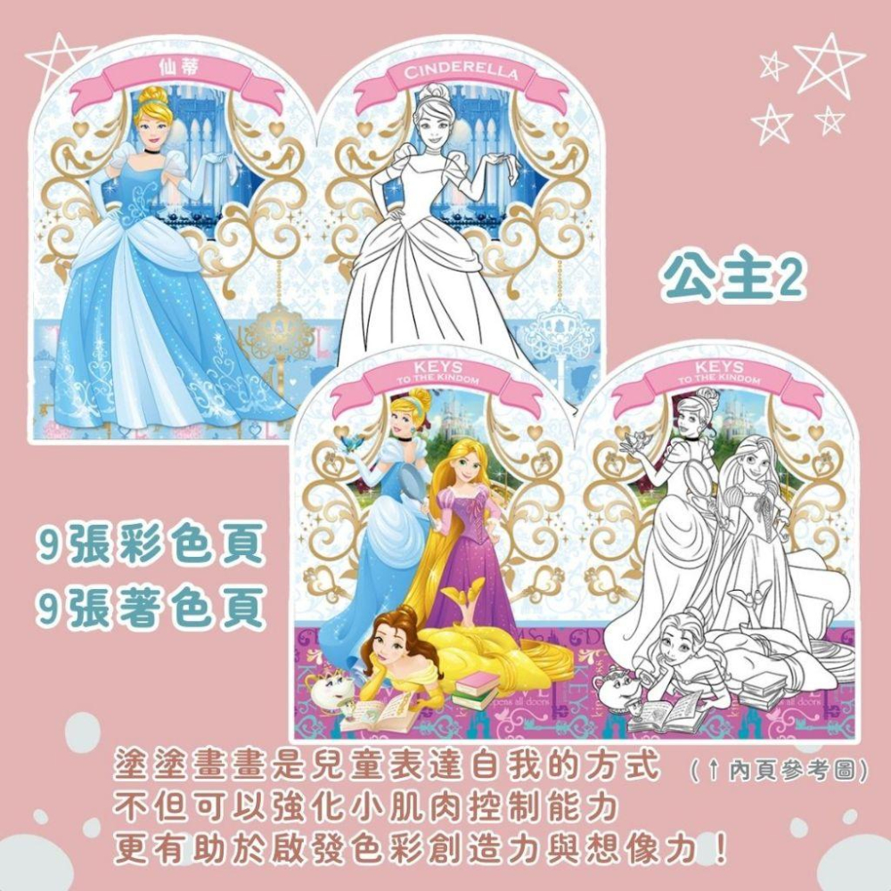 【京甫 | 根華】迪士尼 小畫家造型貼畫 公主 小夥伴篇 長髮公主 美人魚 白雪公主~現貨不用等-細節圖4