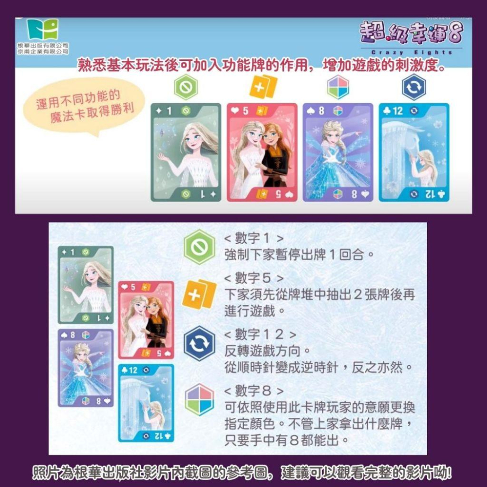 【京甫 | 根華】冰雪奇緣 超級幸運8 ~還可當成撲克牌使用喔~(桌遊系列2) 適合3歲以上~-細節圖7