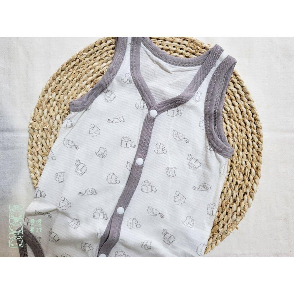 【70cm🍭80cm】日本進口 春夏有機棉ORGANIC COTTON無袖前開扣包屁衣2件組 純棉 刺蝟 星星 日本童裝-細節圖3