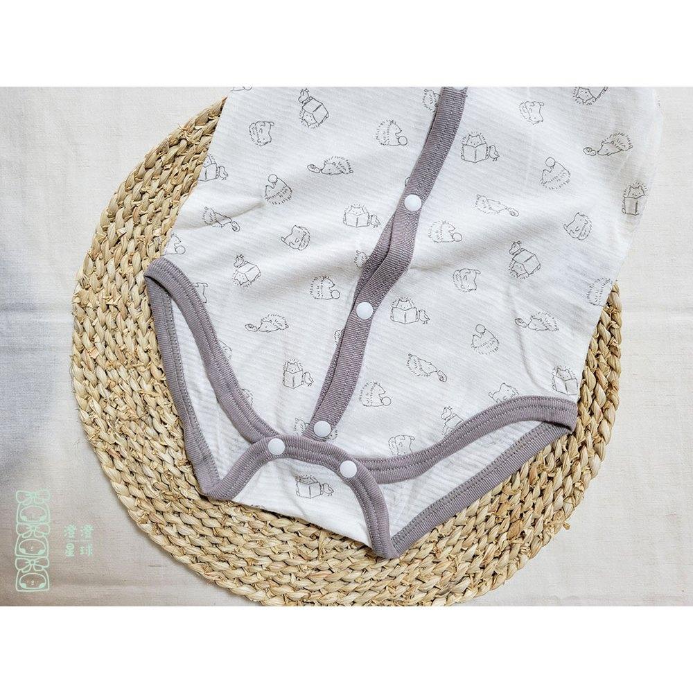 【70cm🍭80cm】日本進口 春夏有機棉ORGANIC COTTON無袖前開扣包屁衣2件組 純棉 刺蝟 星星 日本童裝-細節圖4