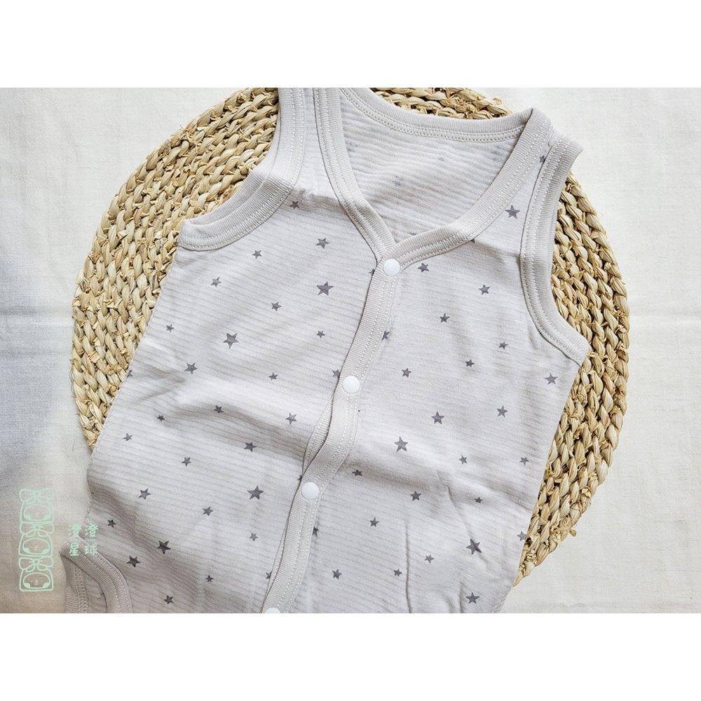 【70cm🍭80cm】日本進口 春夏有機棉ORGANIC COTTON無袖前開扣包屁衣2件組 純棉 刺蝟 星星 日本童裝-細節圖5