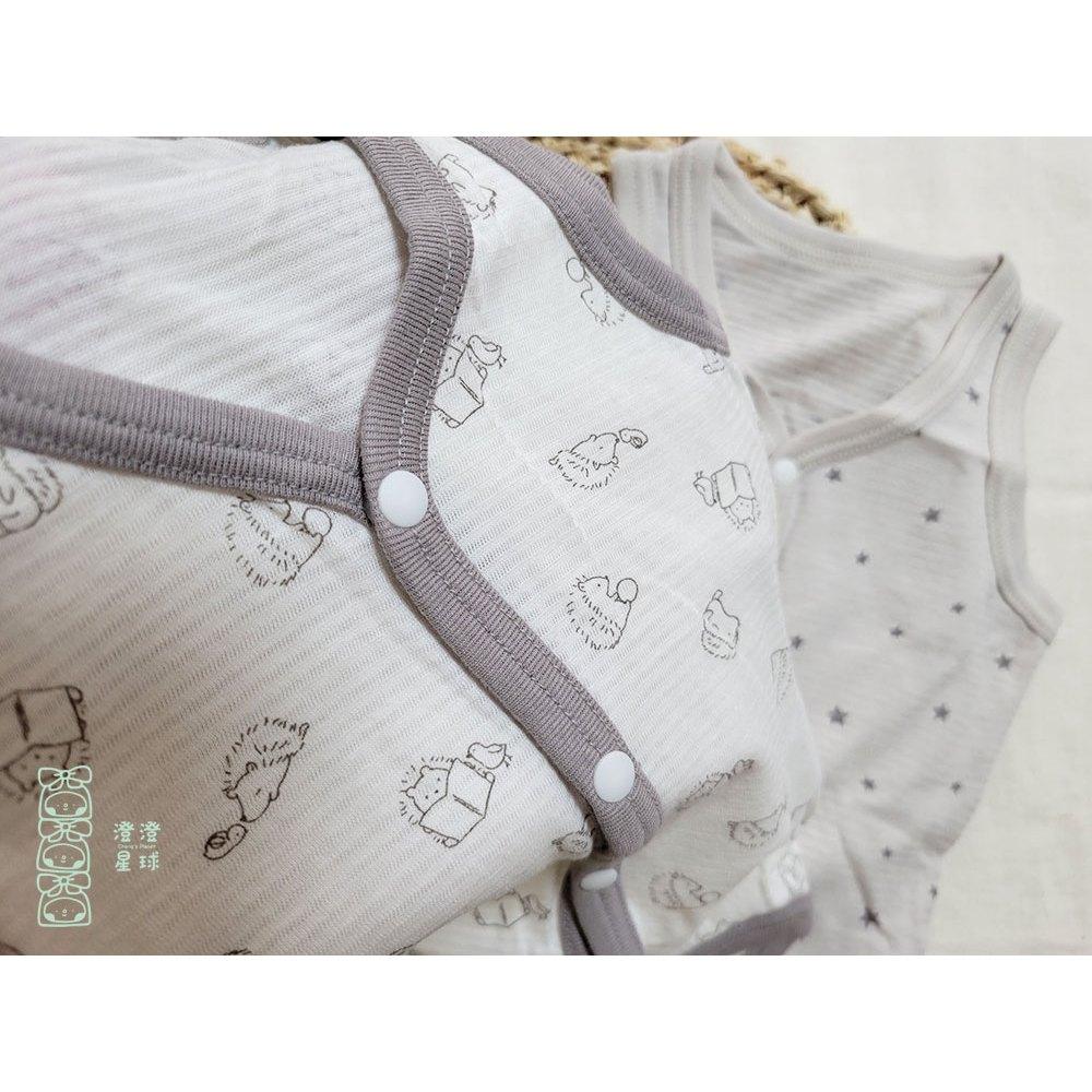 【70cm🍭80cm】日本進口 春夏有機棉ORGANIC COTTON無袖前開扣包屁衣2件組 純棉 刺蝟 星星 日本童裝-細節圖7