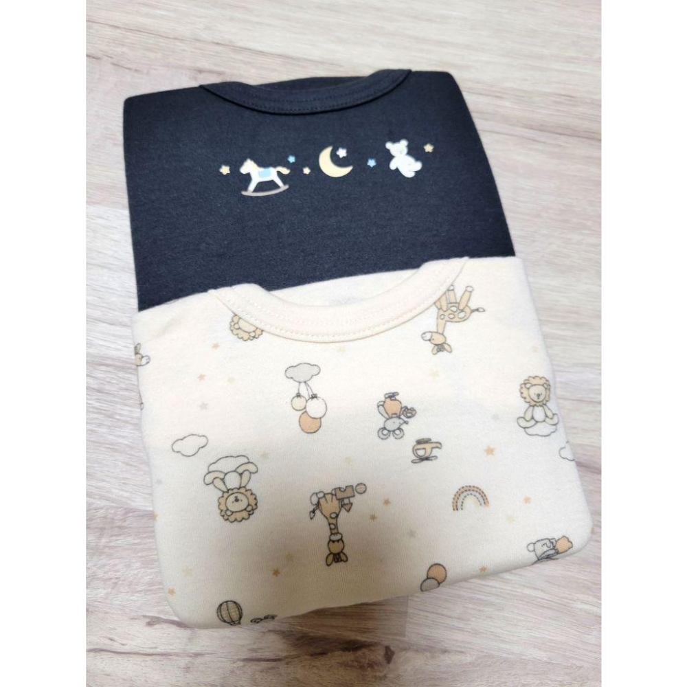 【現貨70cm | 80cm 🚩】日本Cottoli 長袖包屁衣2件組 薄款 木馬 小熊 月亮 男童 女童 日本童裝-細節圖2