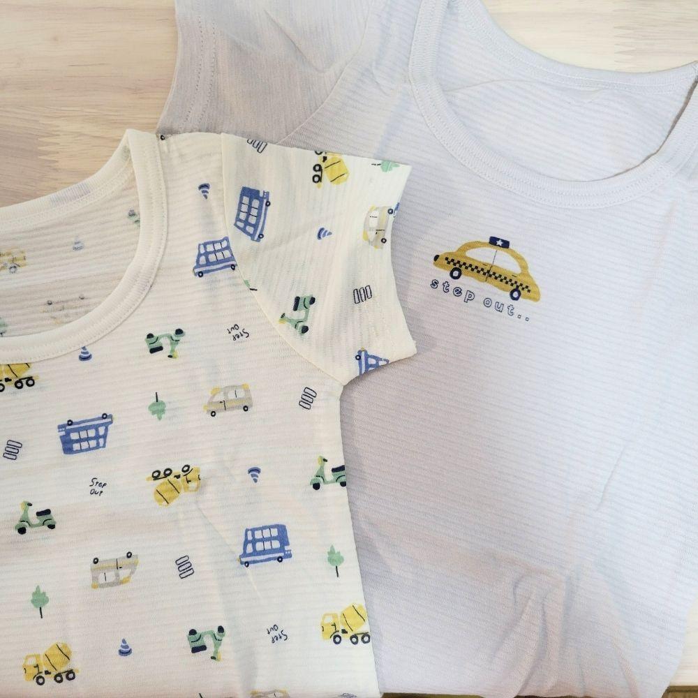 【80cm🍭】日本進口 春夏有機棉ORGANIC COTTON短袖上衣 兩件組 吸水速乾 日本童裝-細節圖3