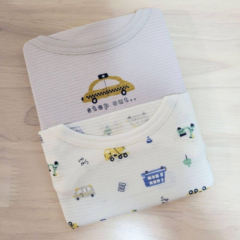 【80cm🍭】日本進口 春夏有機棉ORGANIC COTTON短袖上衣 兩件組 吸水速乾 日本童裝-細節圖4