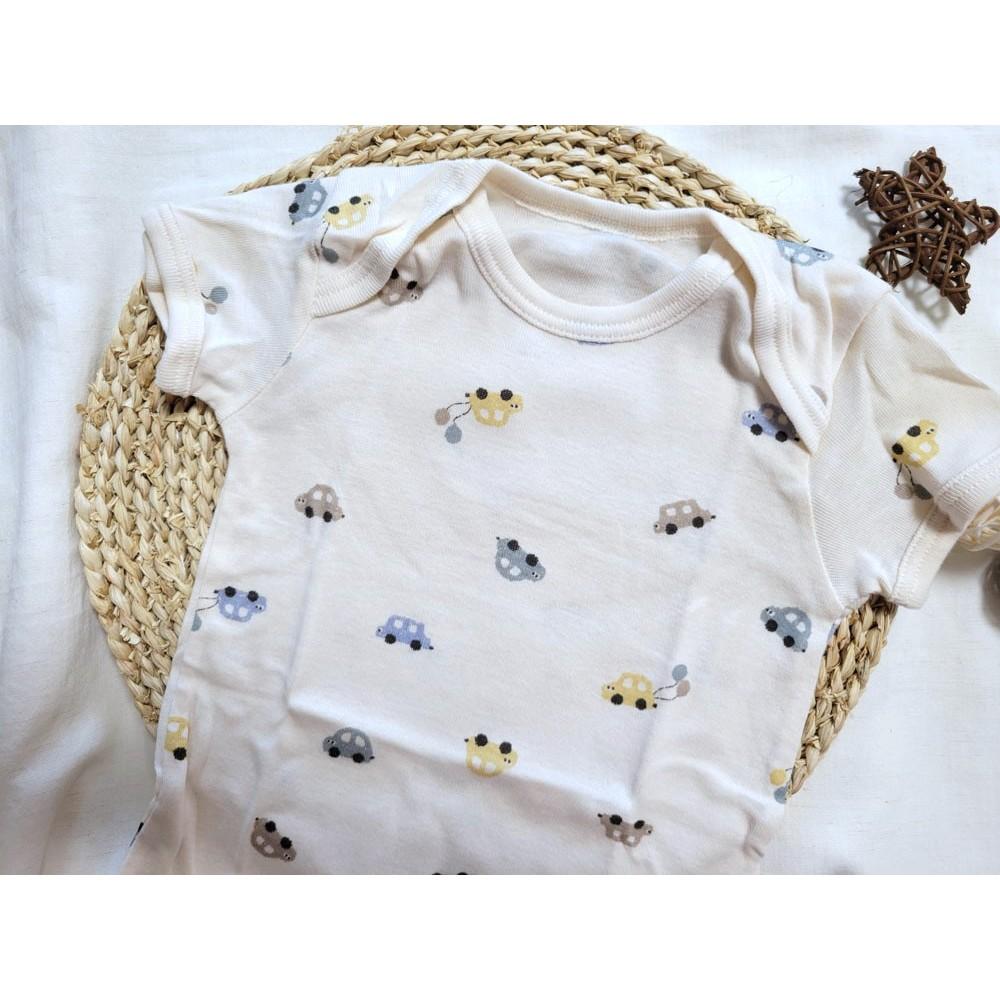 【現貨70公分🍭日本空運】tete a tete 春夏純棉100%短袖包屁衣2件組 嬰幼兒 汽車 恐龍 汽球 男寶 女寶-細節圖2