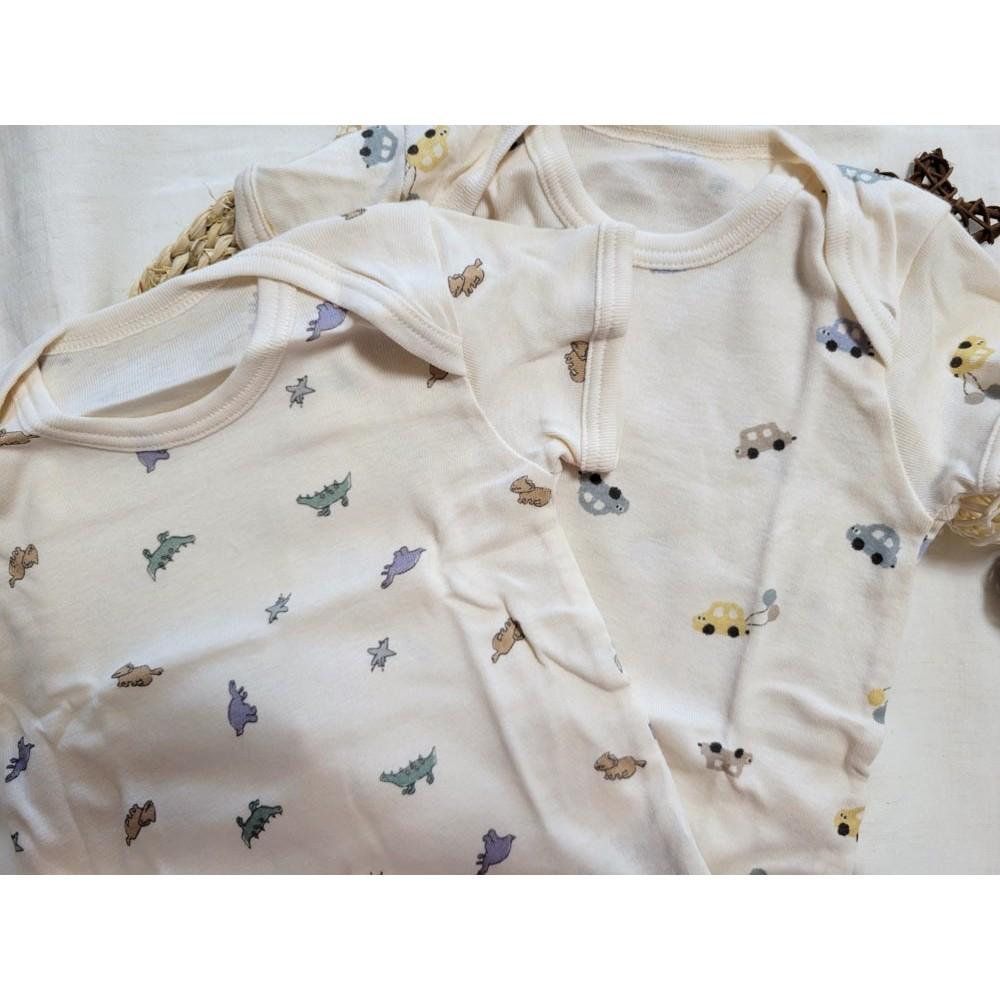 【現貨70公分🍭日本空運】tete a tete 春夏純棉100%短袖包屁衣2件組 嬰幼兒 汽車 恐龍 汽球 男寶 女寶-細節圖3