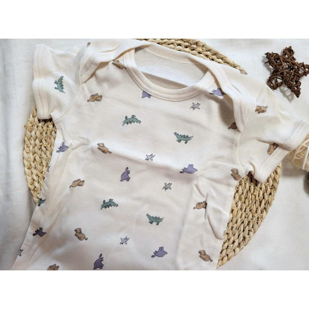 【現貨70公分🍭日本空運】tete a tete 春夏純棉100%短袖包屁衣2件組 嬰幼兒 汽車 恐龍 汽球 男寶 女寶-細節圖4